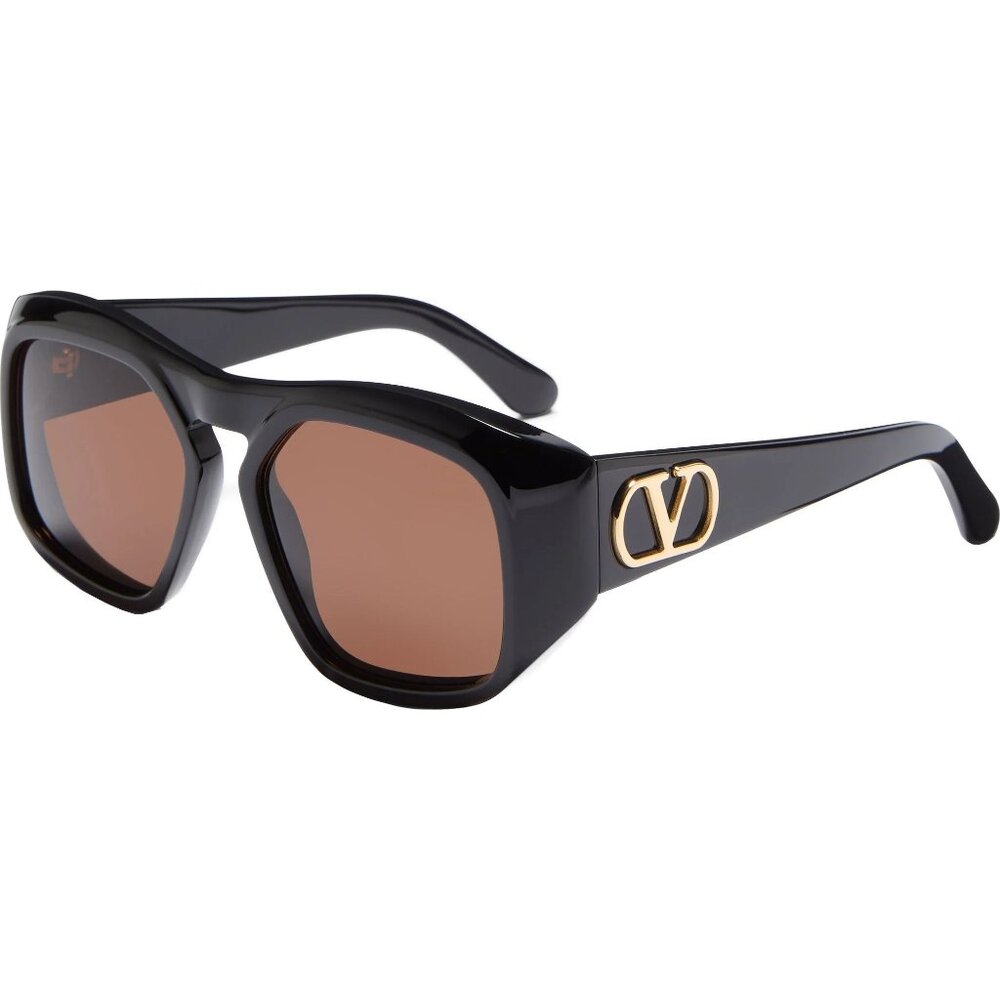 NEW VALENTINO SUNGLASSES BLACK/BROWN GEOMETRIC WOMEN EYEWEAR VALENTINO VLS-179A